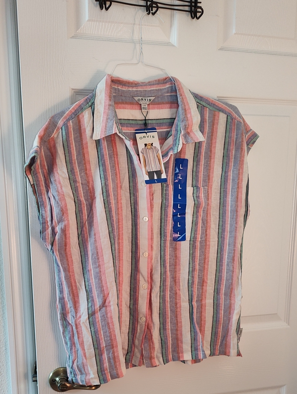 Orvis Striped Button-Down Shirt in Red, Blue, Green, White